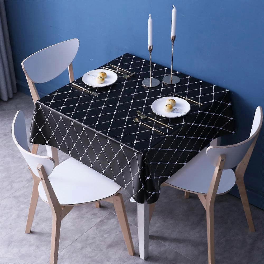 Oilcloth Tablecloth Black PVC Solid Colour 80 x 120 cm Waterproof Table Cover for Dining Tables