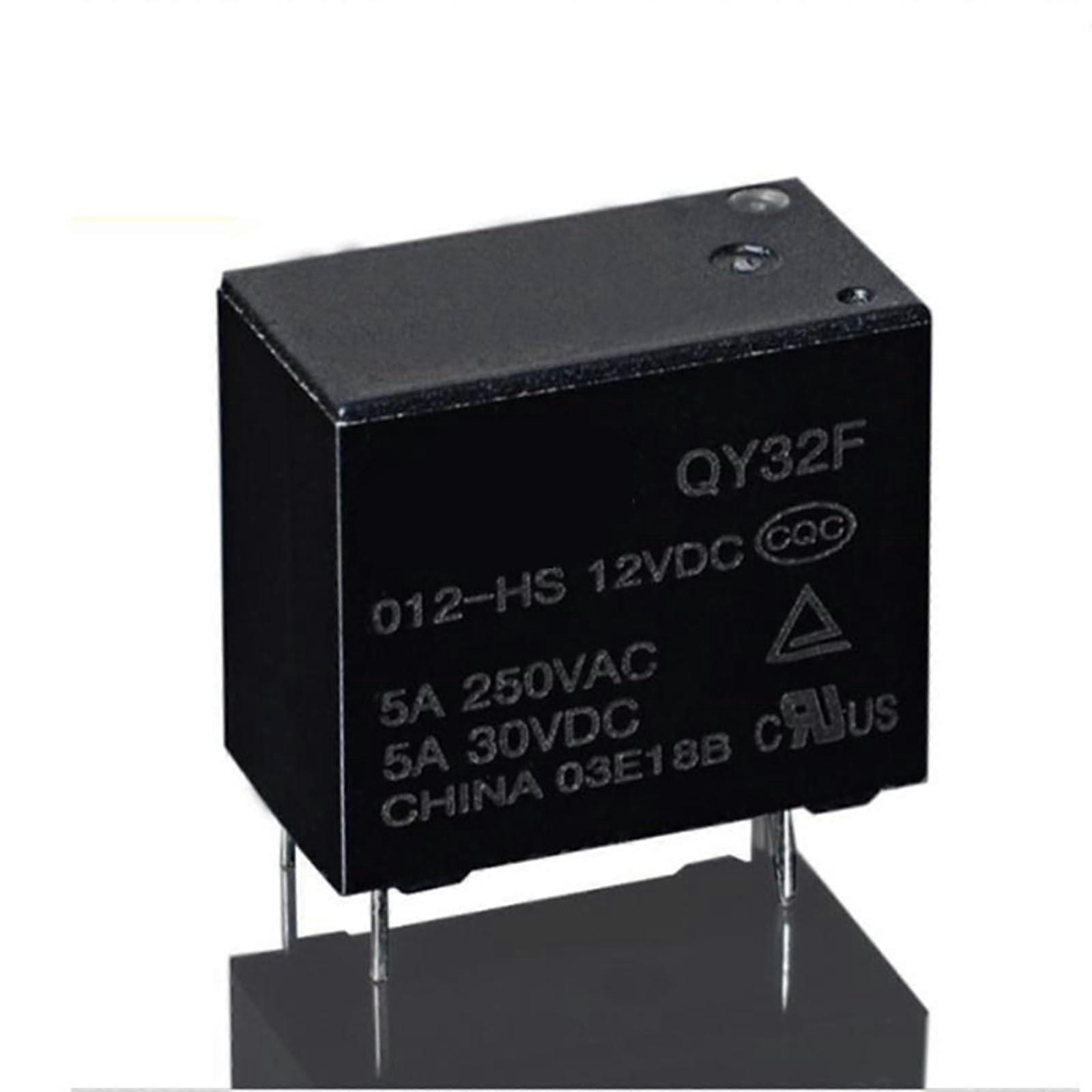 QY32F Normally Open PC Board Relay 0.2W 5V 12V 4-Pin Relay Pack of 5 for Electronics Projects