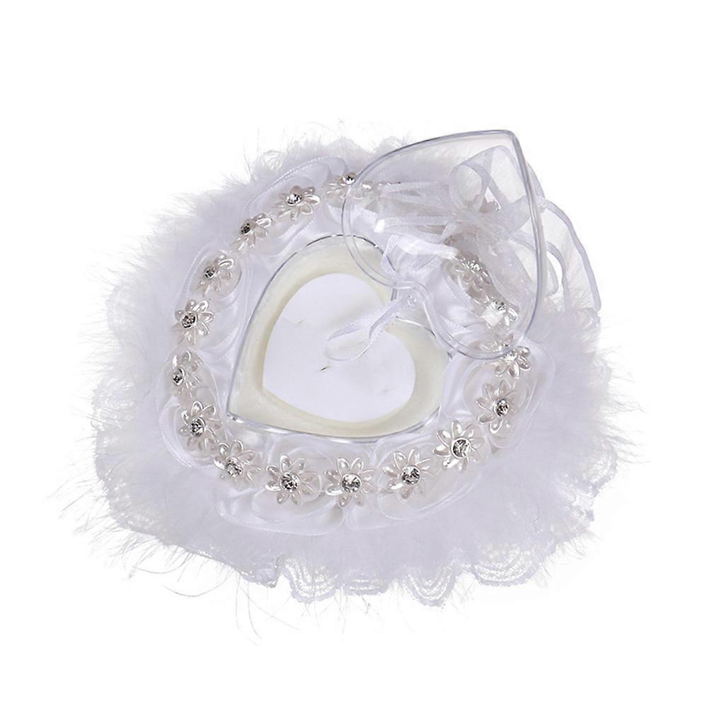 Wedding Ring Cushion Heart Pillow Ring Bearer Pillow White Romantic Wedding Ceremony 20x20x6.5cm 1Pack
