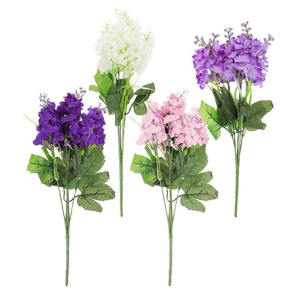 Festival Artificial Flowers Hyacinth Shape Decoration For Home Vase 33.00X20.00X15.00CM Deep Purple 4Pcs