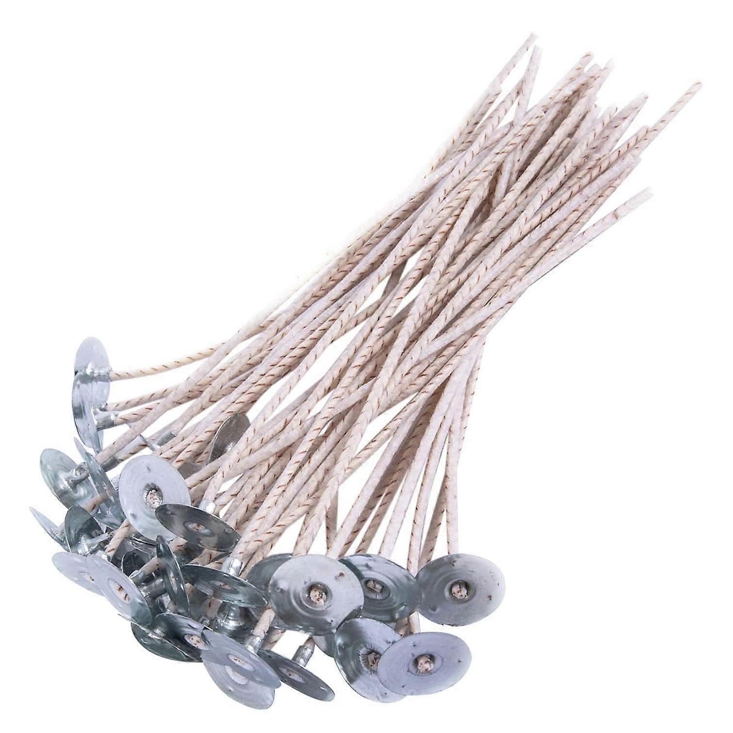 100Pcs Wicks for Soy Candles, 8 Inch Pre-Waxed Candle Wick with Base