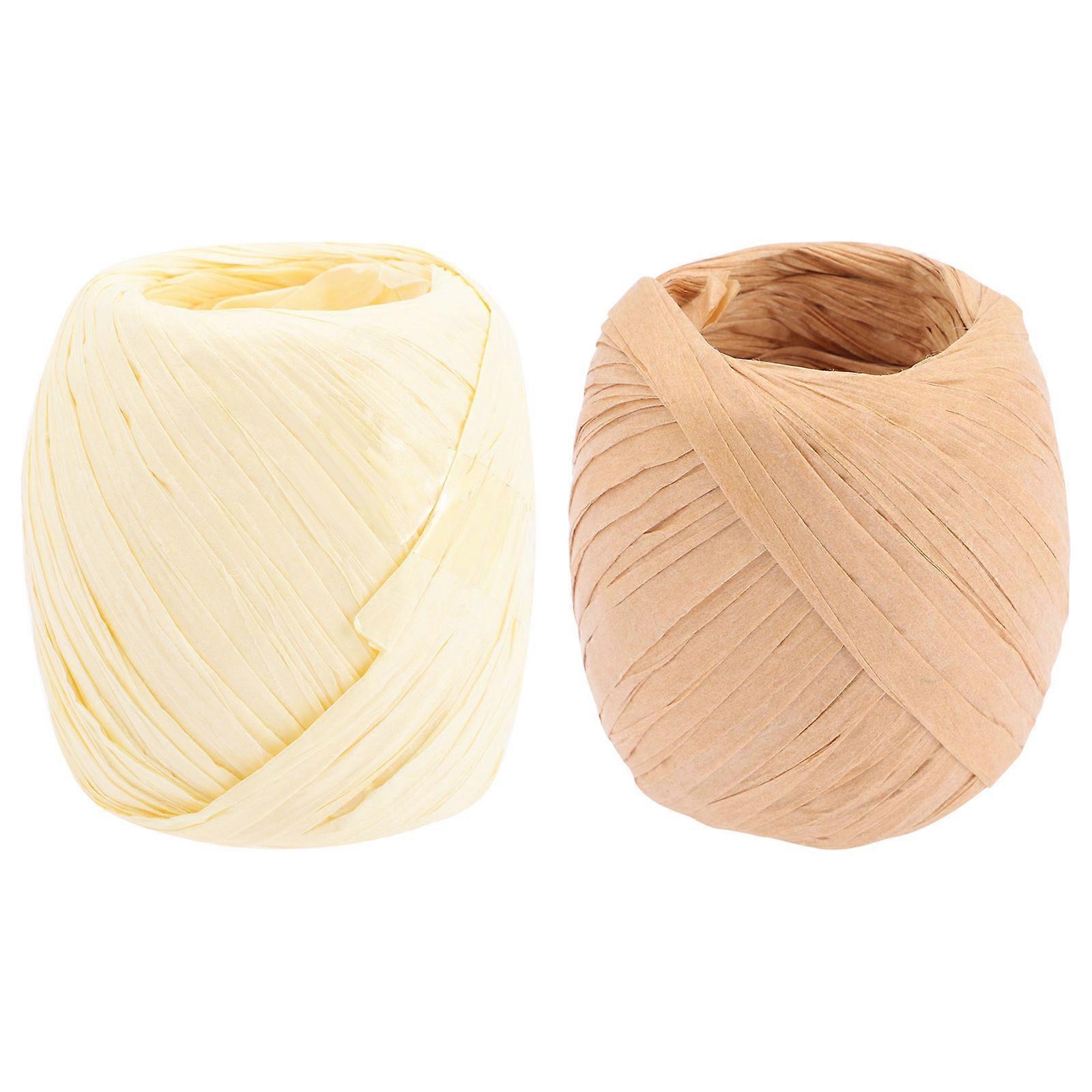 Raffia Ribbon Colored Paper String For present Wrapping Diy Lampshade 2 Rolls Beige Home Decoration