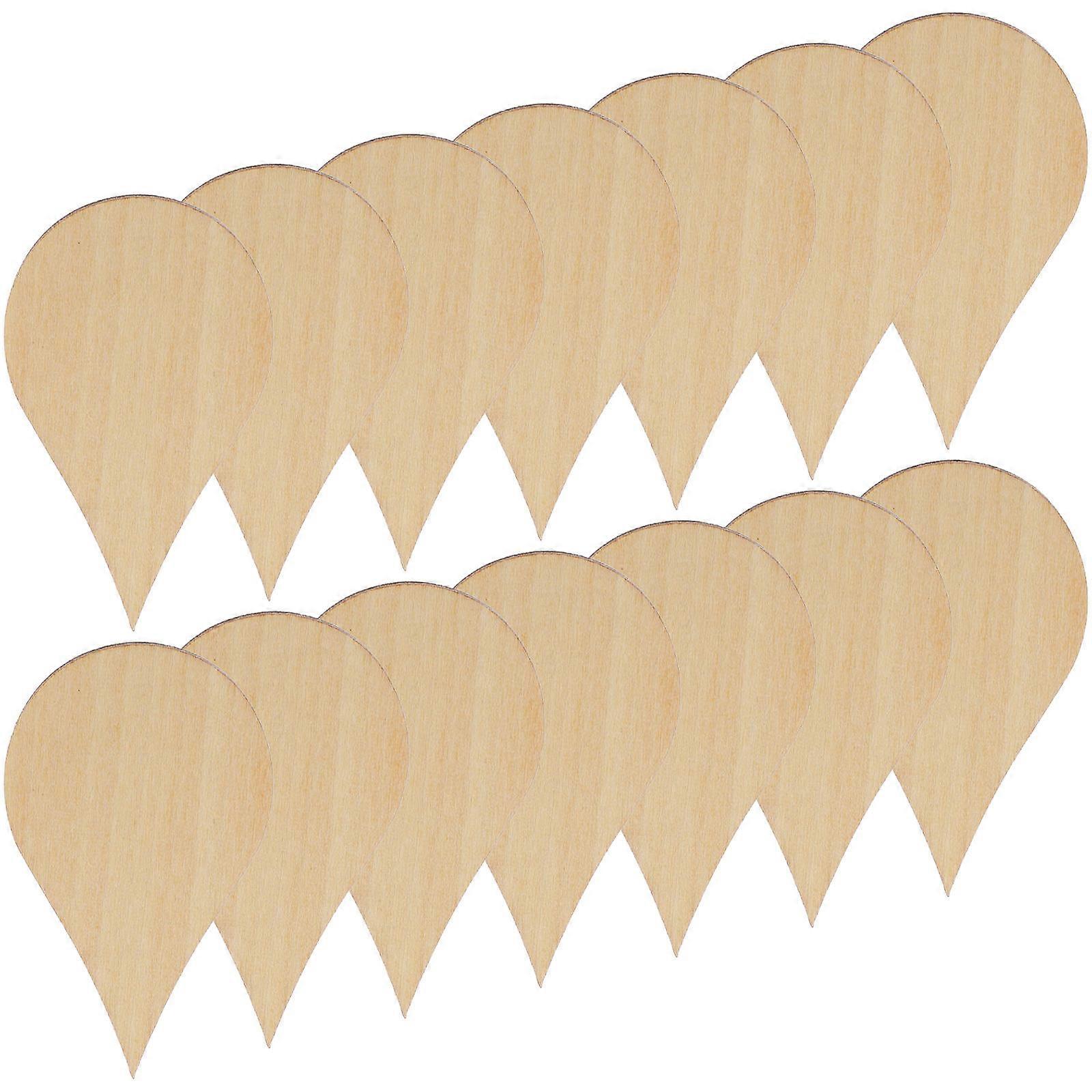 DIY Wood Chip Water Drop Shape Embellishment Craft For Home Decor 20Pcs