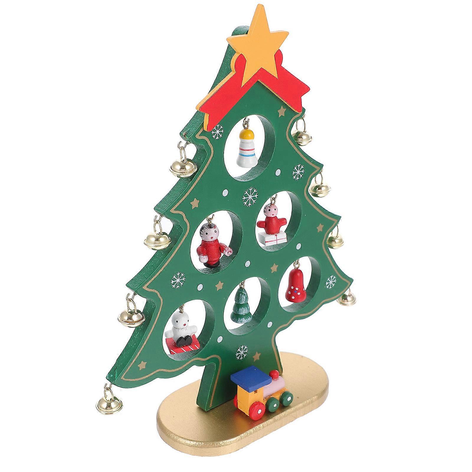 Christmas Tree Desktop Wooden Decor For Home Decoration 21.5x16.5cm 1Set