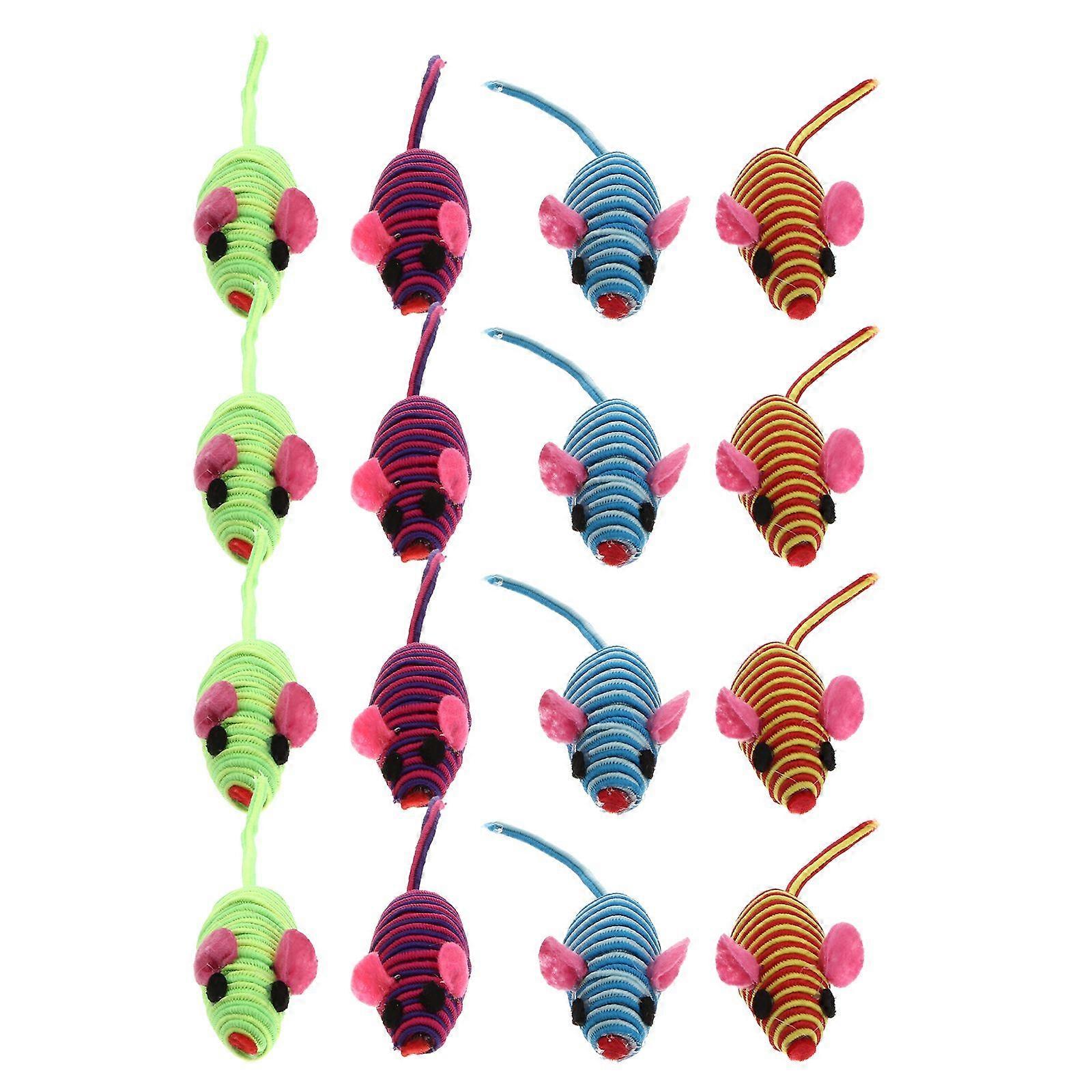 12pcs Elastic Rope Mouse Toy Funny Mouse Cat Playing Props Cat Teaser Interactive Toy (Random Color)