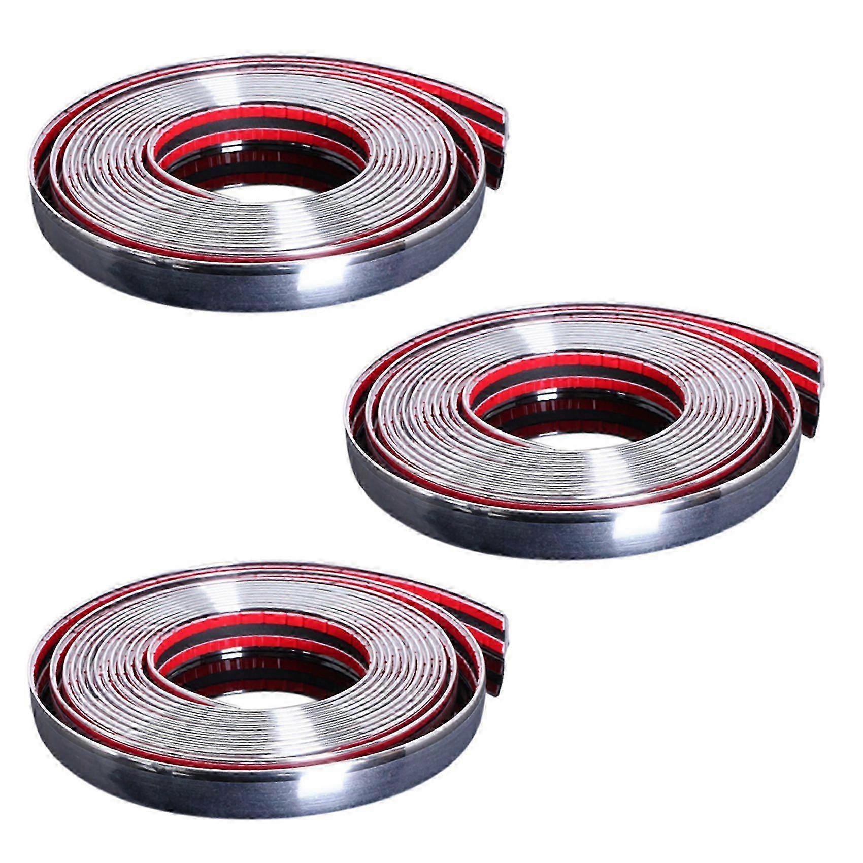 3X 20mm 5M Chrom Auto Styling Leiste Streifen Verkleidung Selbstklebender Crash Protector