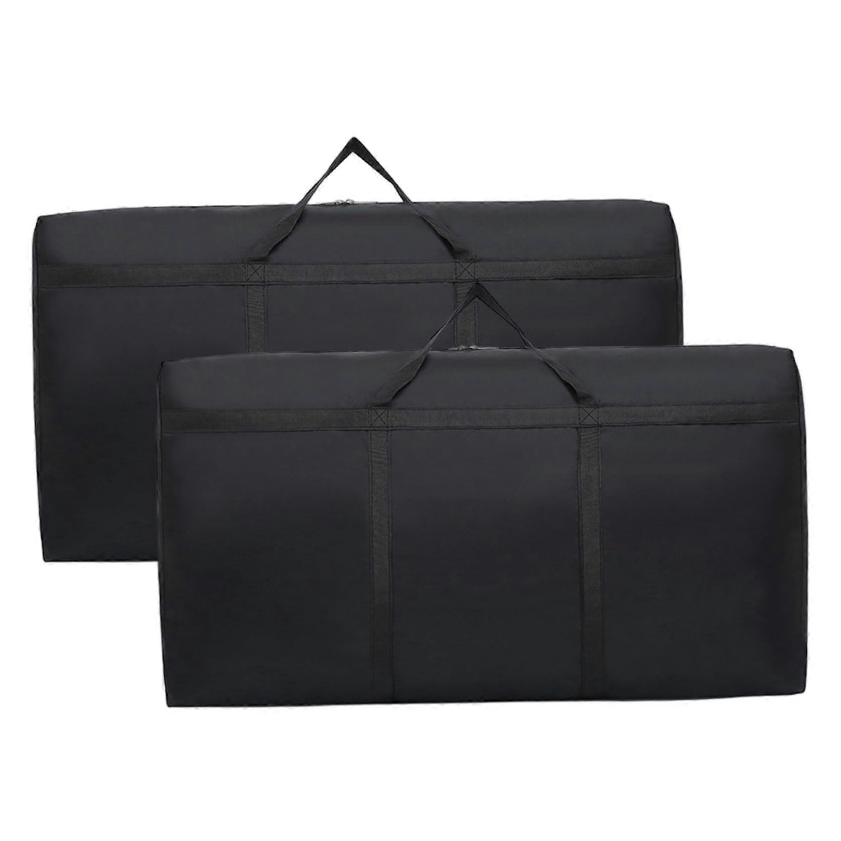 Movable Totes 2-Piece Set 31.5 x 18 x 10 Inches 100L Waterproof Breathable 210D Oxford Storage Bags with Zipper for Quilts and Blankets