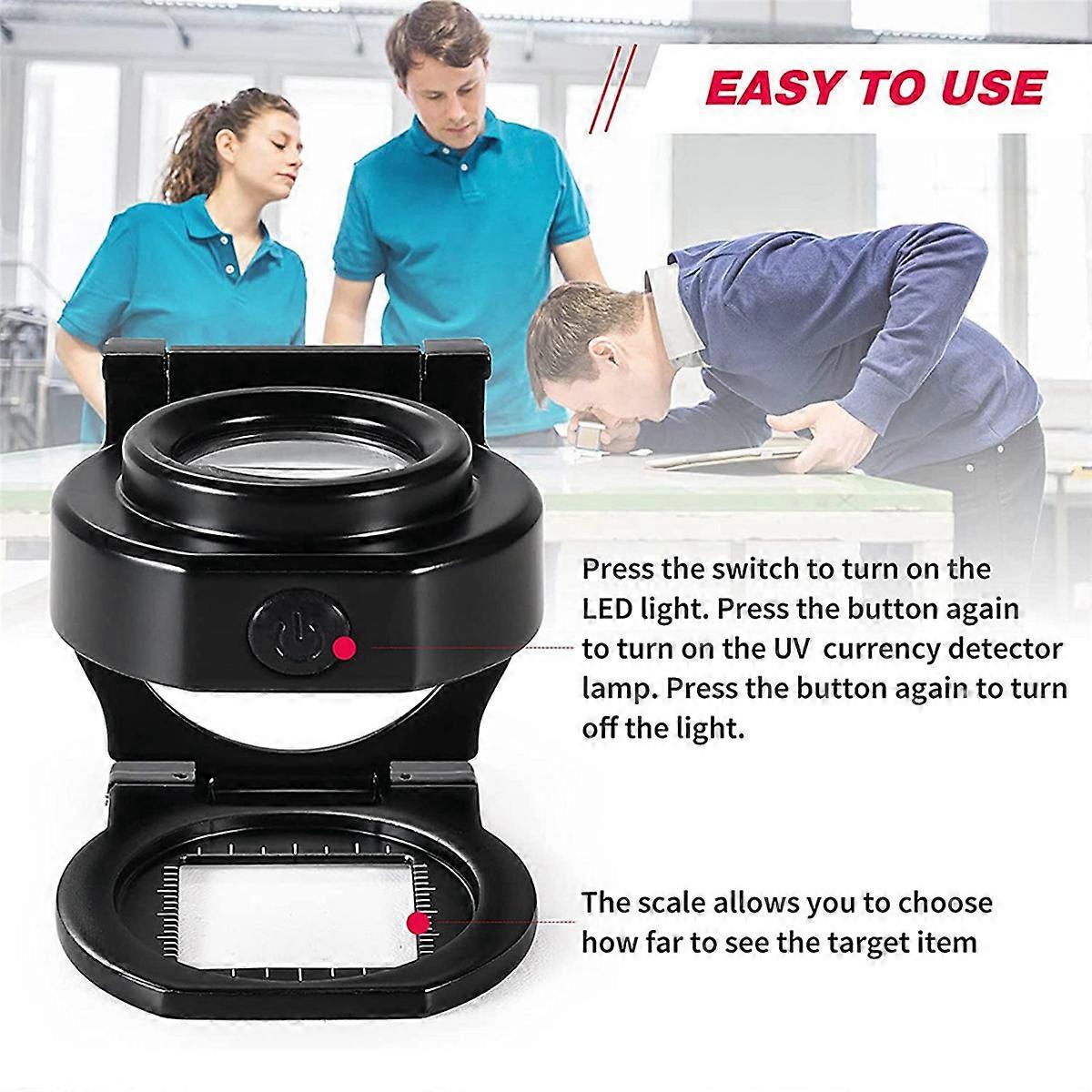 25X Loupe Magnifier with 6 Light,USB 3-Folding Eye Loupe Scale Sewing