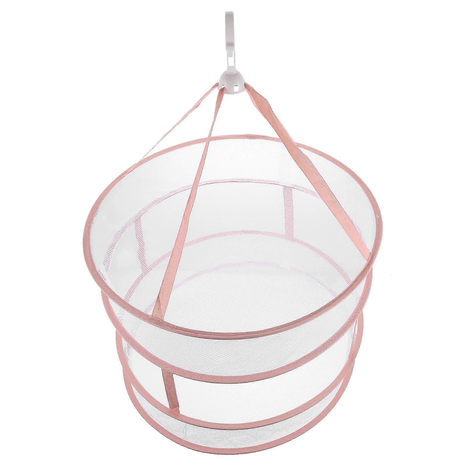 White Laundry Hanging Basket Cloth Drying Tool for Home Use Dual Layer Design