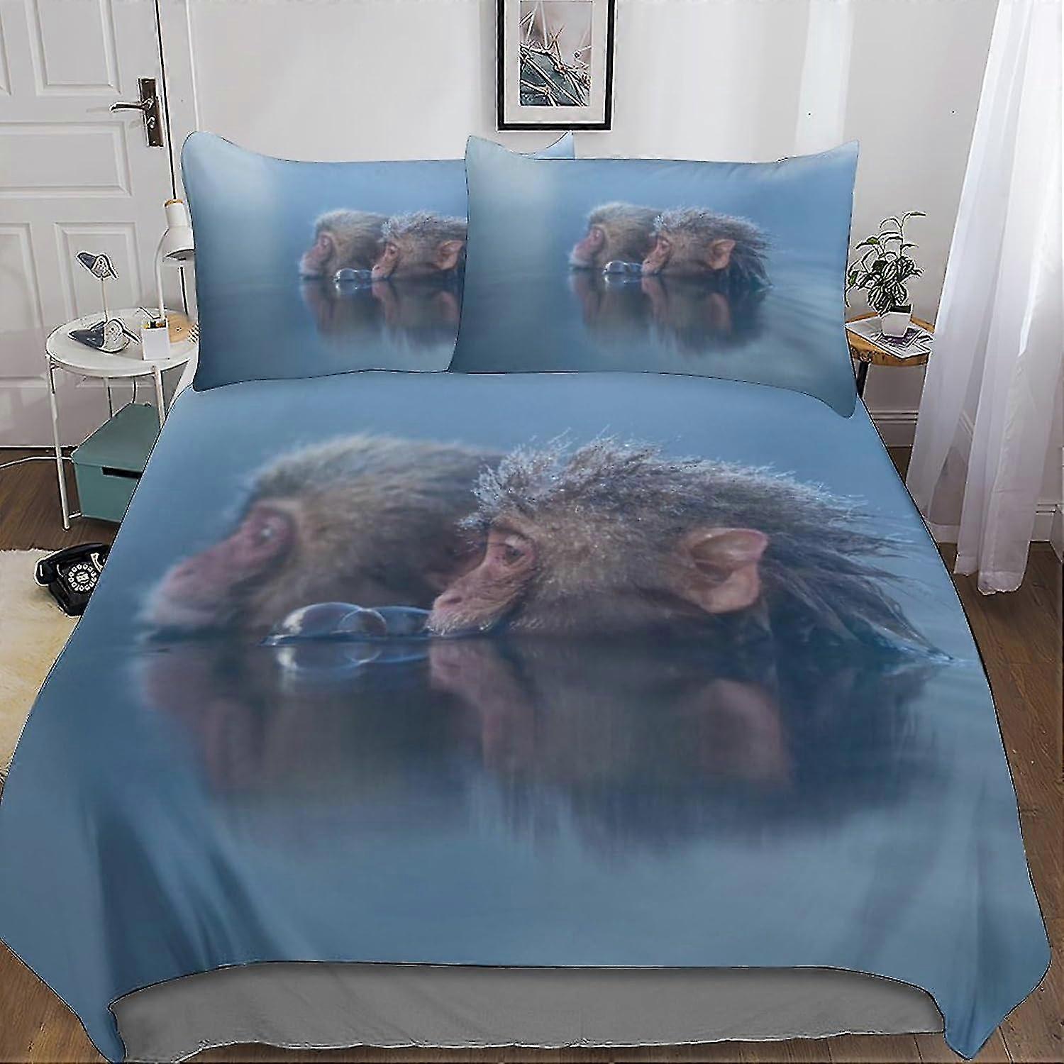 Conjunto de capa de edredom com estampa animal de 3 peças para crianças e adolescentes com fecho de zíper Microfone macio