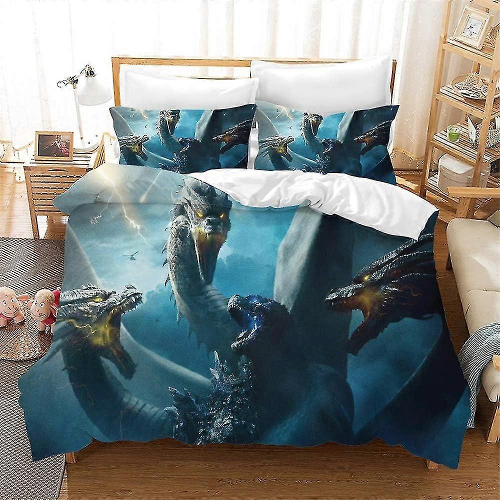 Capa de edredão para monstro dinossauro, roupa de cama macia anti-ácaro com 15% algodão + 85% microfibra (duplo)