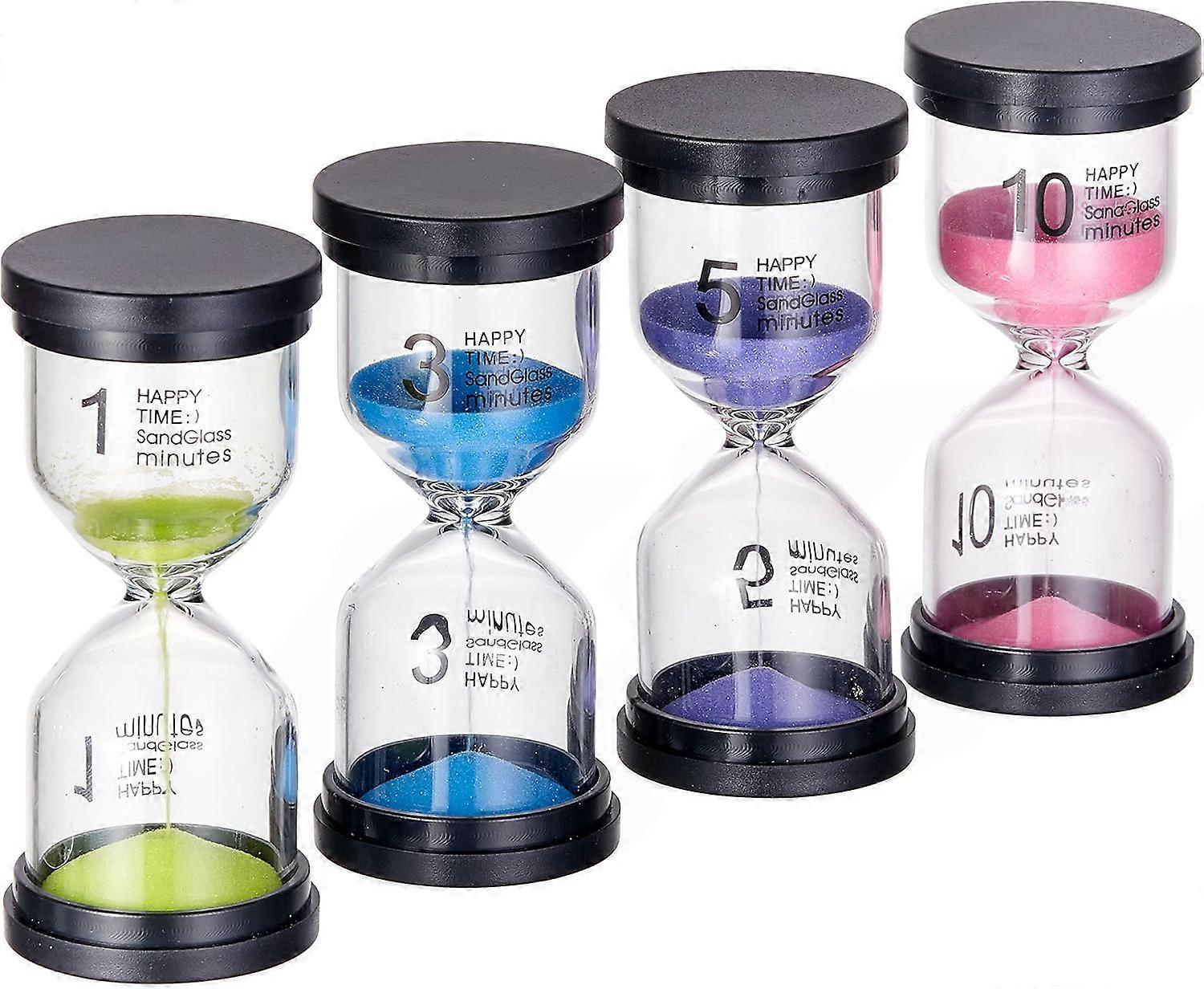 AURA 4 Sand Clock Hourglass Timers   1, 3, 5, 10 Minute Kids Sand Timer, Visual Time Tracker, Home Office Game Hourglasses