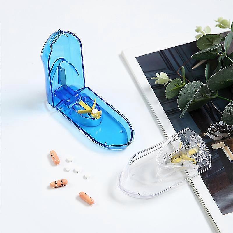 2 Pack Pill Cutter with Safety Shield, Safely Cut Pills and Vitamins, Pill Splitter