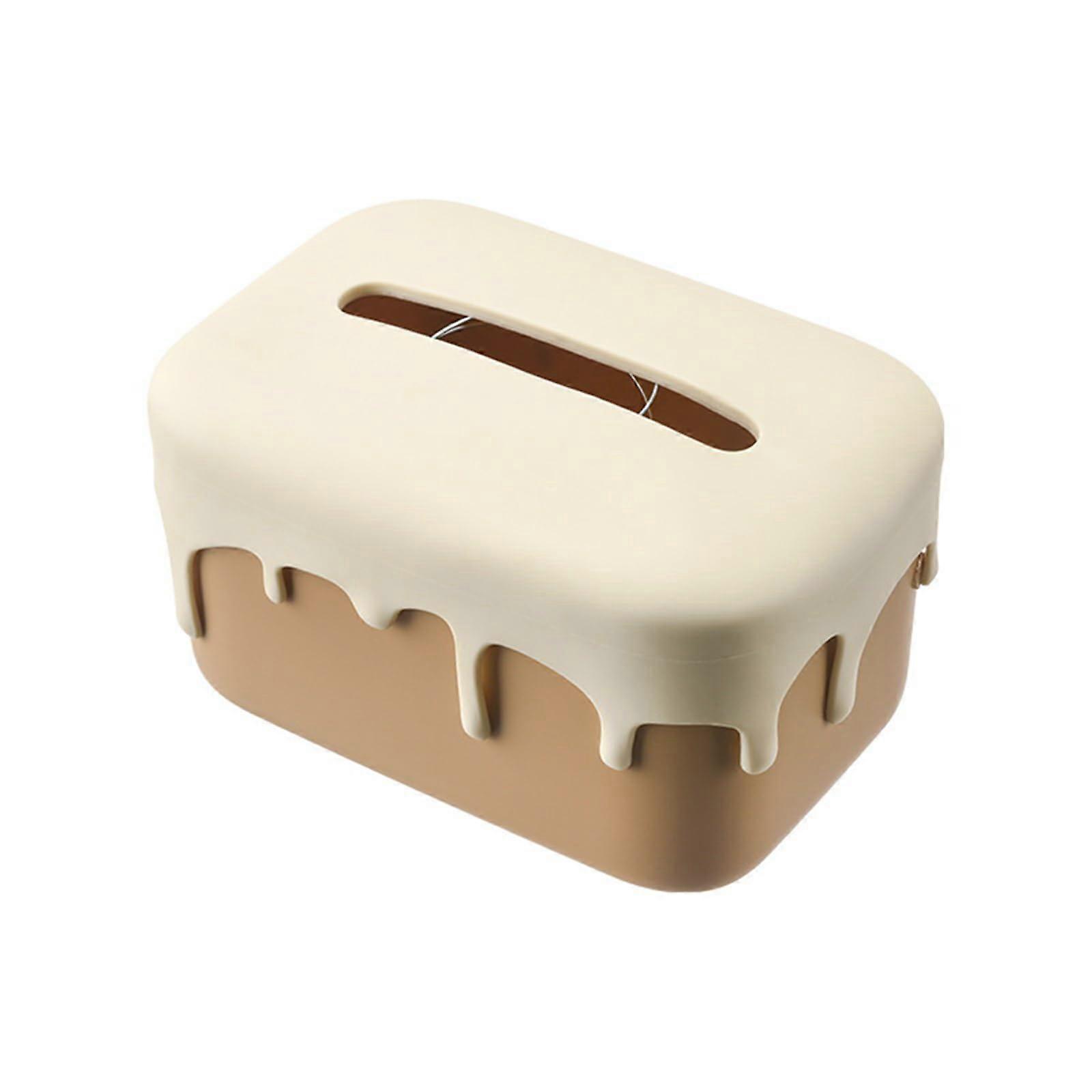 Paper Tissue Box, Cream Color, Luxurious Design for Living Room, High-Quality, Creative Table Storage, Khaki Finish