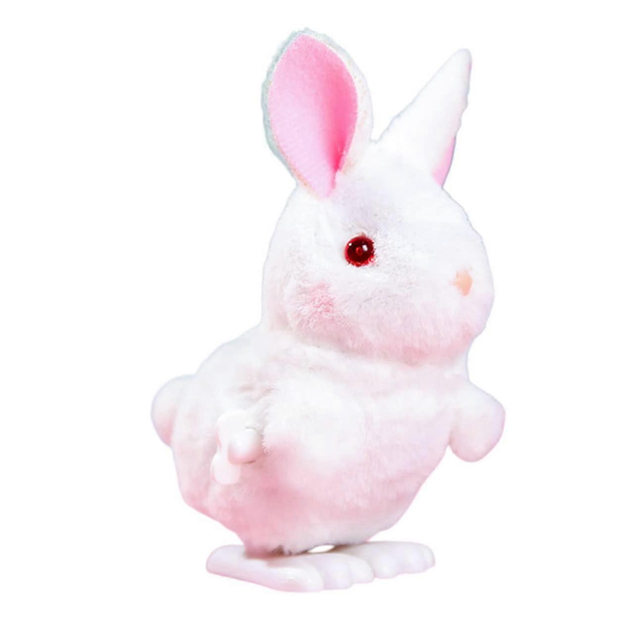 Bouncing plush rabbit toy, windup stuffed animal, party gifts for windup toys, plastic white