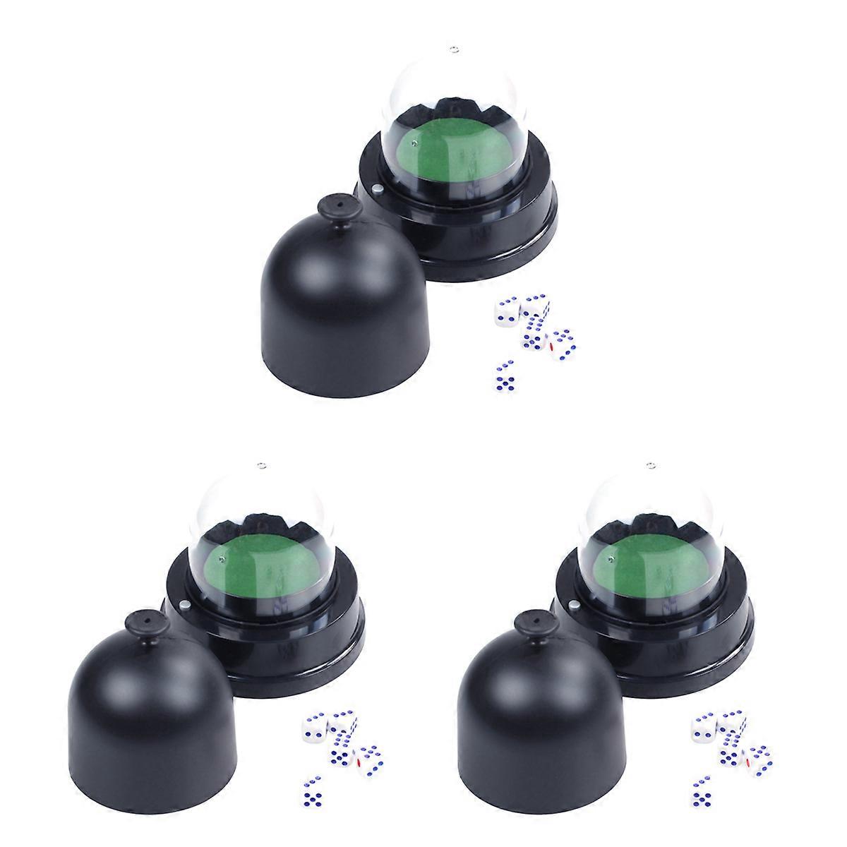 Automatic Dice Roller Cup Battery Powered With 5 Dices Black
