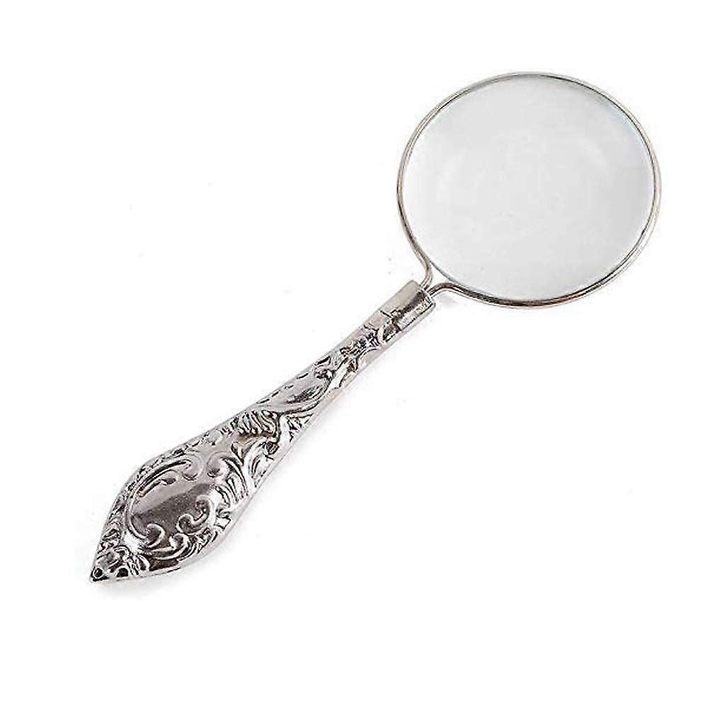 Magnifying Glass with Metal Handle – Silver Handheld Desk Magnifier for Reading Small Print, Newspapers, and Fine Details