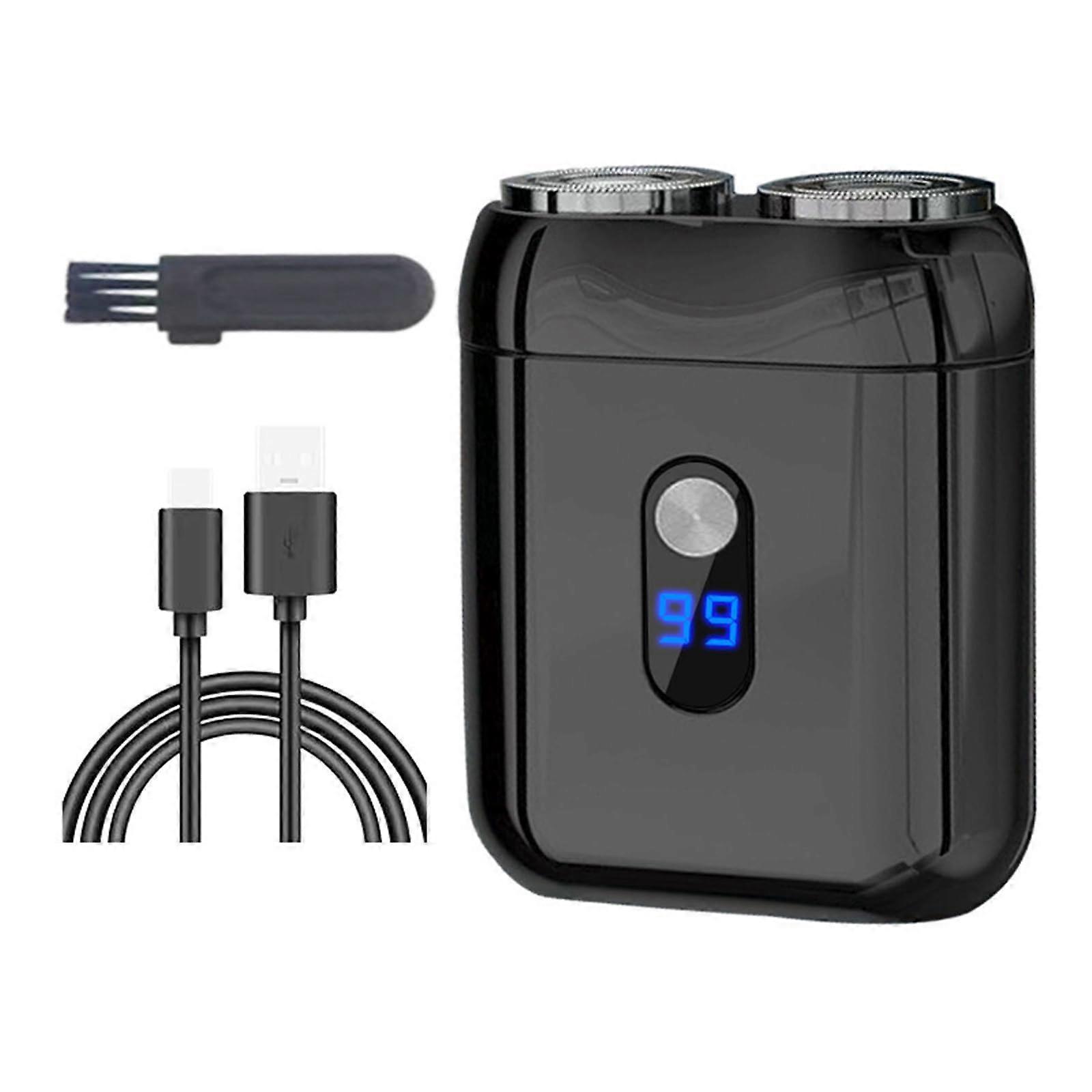 Double Head Rechargeable Razor for Men, Waterproof Black Electric Shaver with Magnetic Attachment, Cordless Design