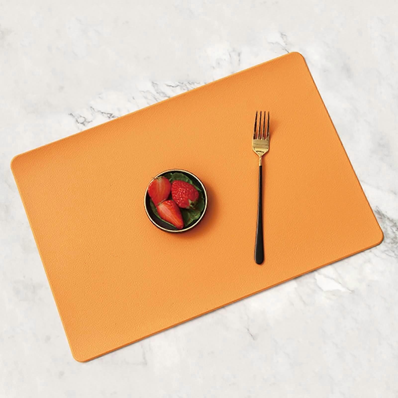 Rectangular Leather Placemats, Set of 4 – StainResistant, 45x30cm, Orange – 4Piece Set