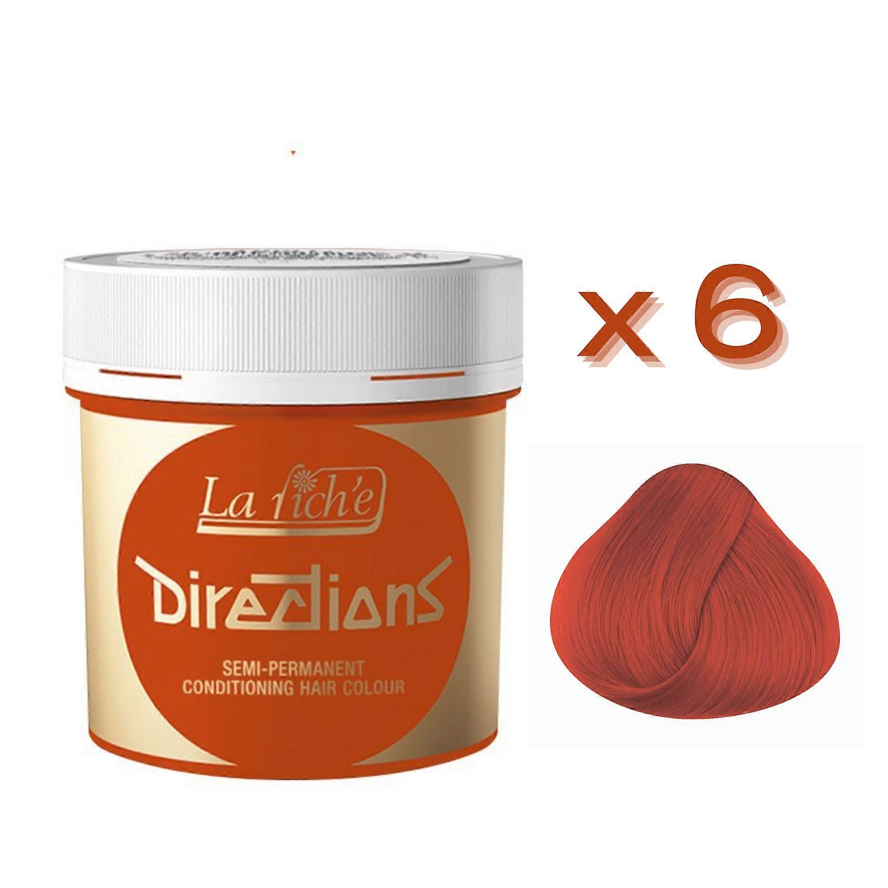 6 x La Riche Retninger Semi-Permanent Hårfarve 88ml Bøtter - Mandarin