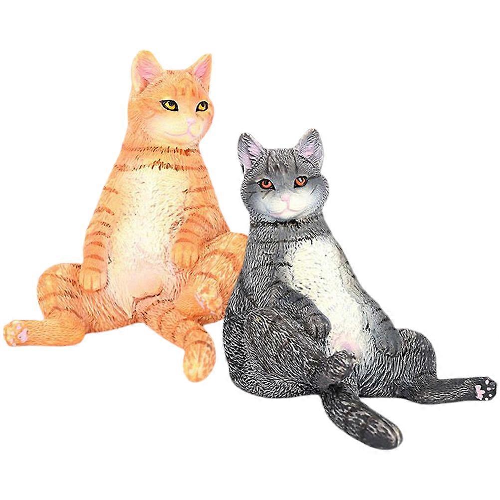 Simulation Cat Figurine Toy Useful Child Development Aid Photo Prop Home Decor 2Pcs