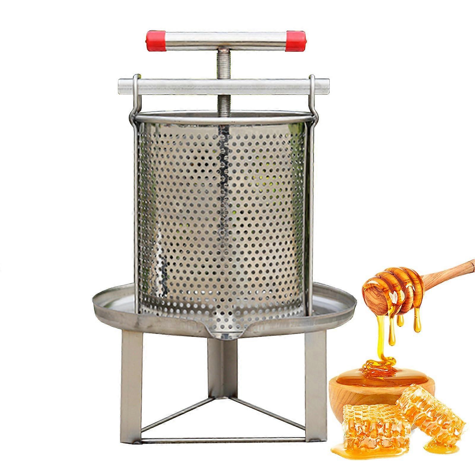 Honey Extractor, Stainless Steel 2 in 1 Manual Presser with Filter Bag