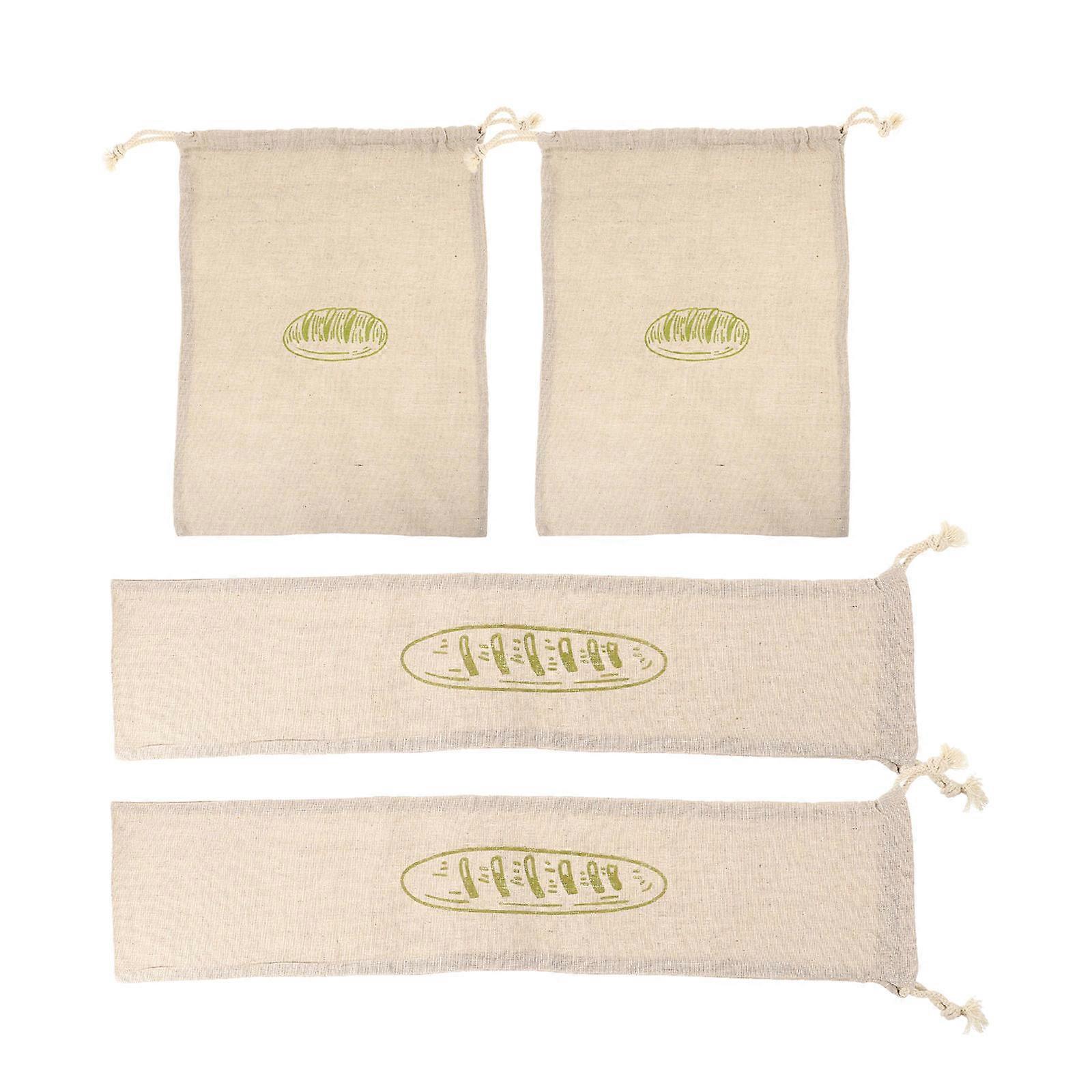 Drawstring Bread Bag Bread Storage Bags Reusable for Storage 4Pcs Green