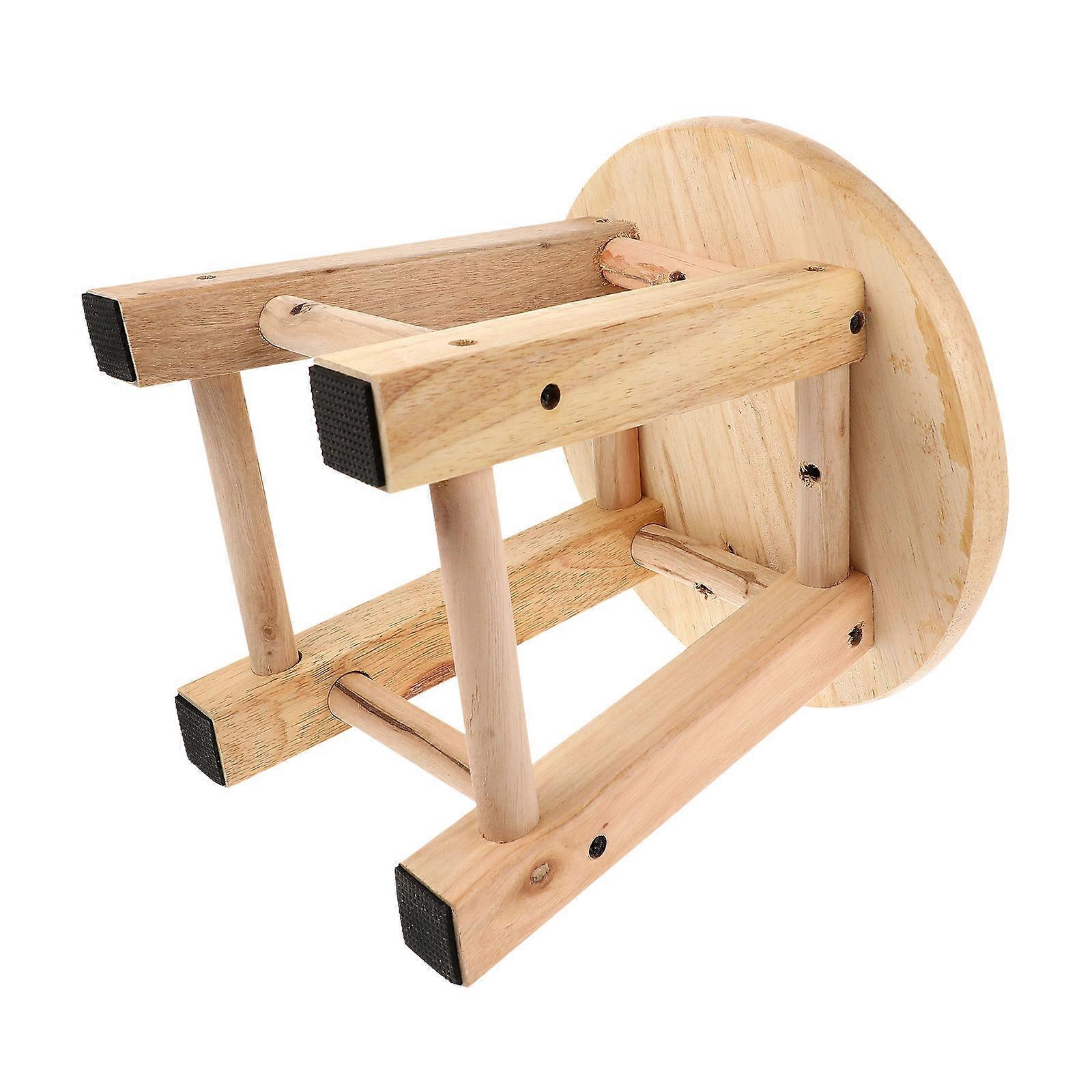 Beige Home Stool with Nonslip Design and Synthetic Material 1Pc Small Low Stool