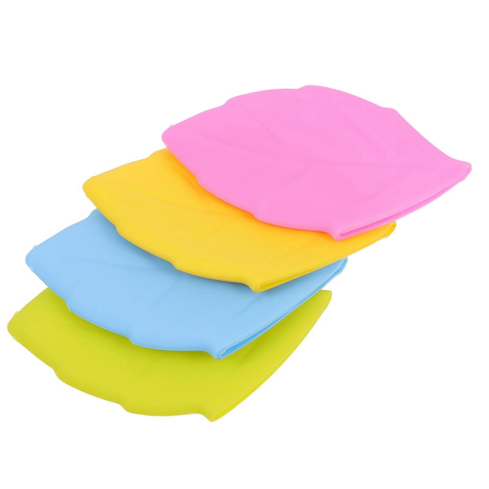 Silicone Toothbrush Covers with Leaf Design for Travel in Assorted Colors 4 Pieces Small Size