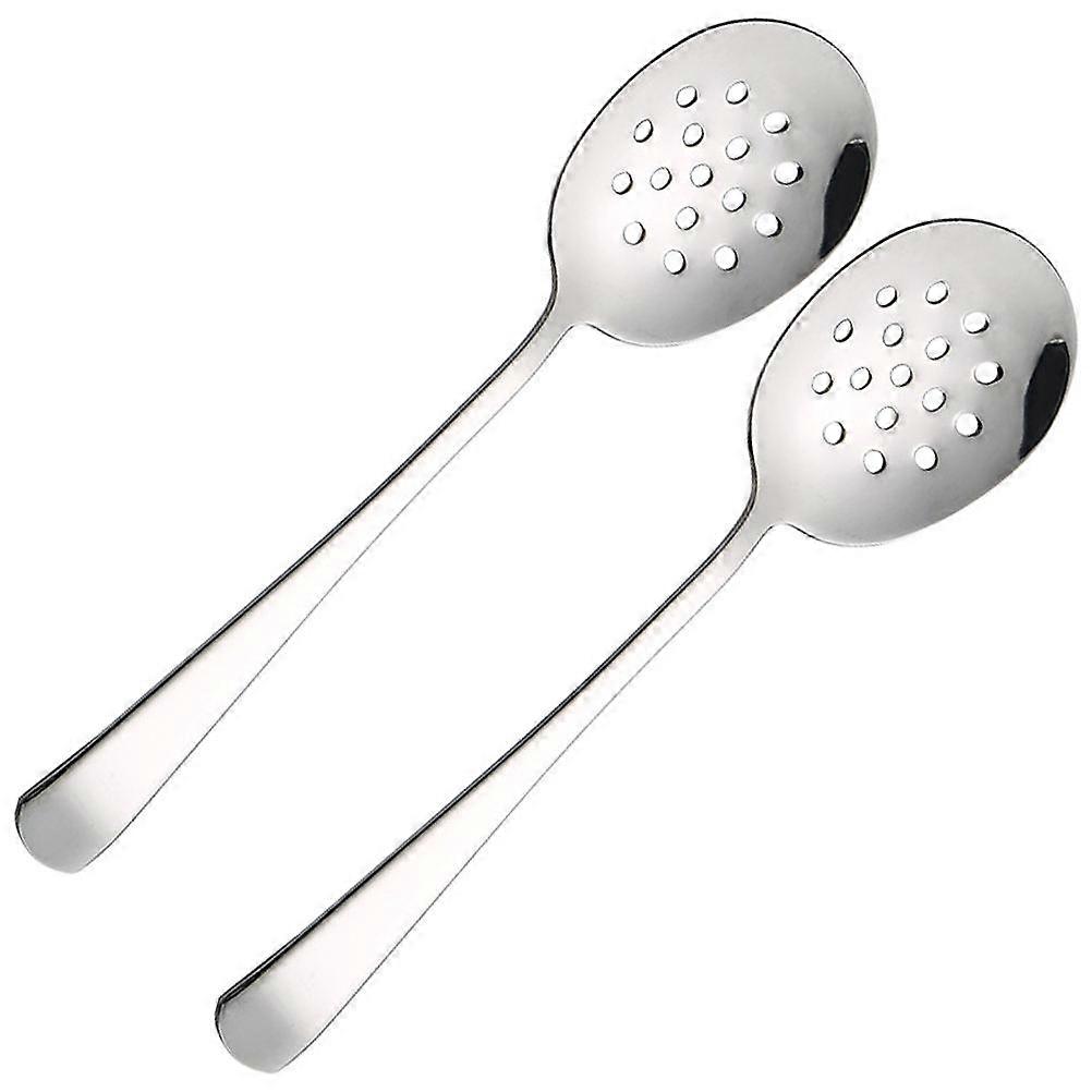 Multi Functional Slotted Spoon Stainless Steel Kitchen Tool for Home Silver 2pcs