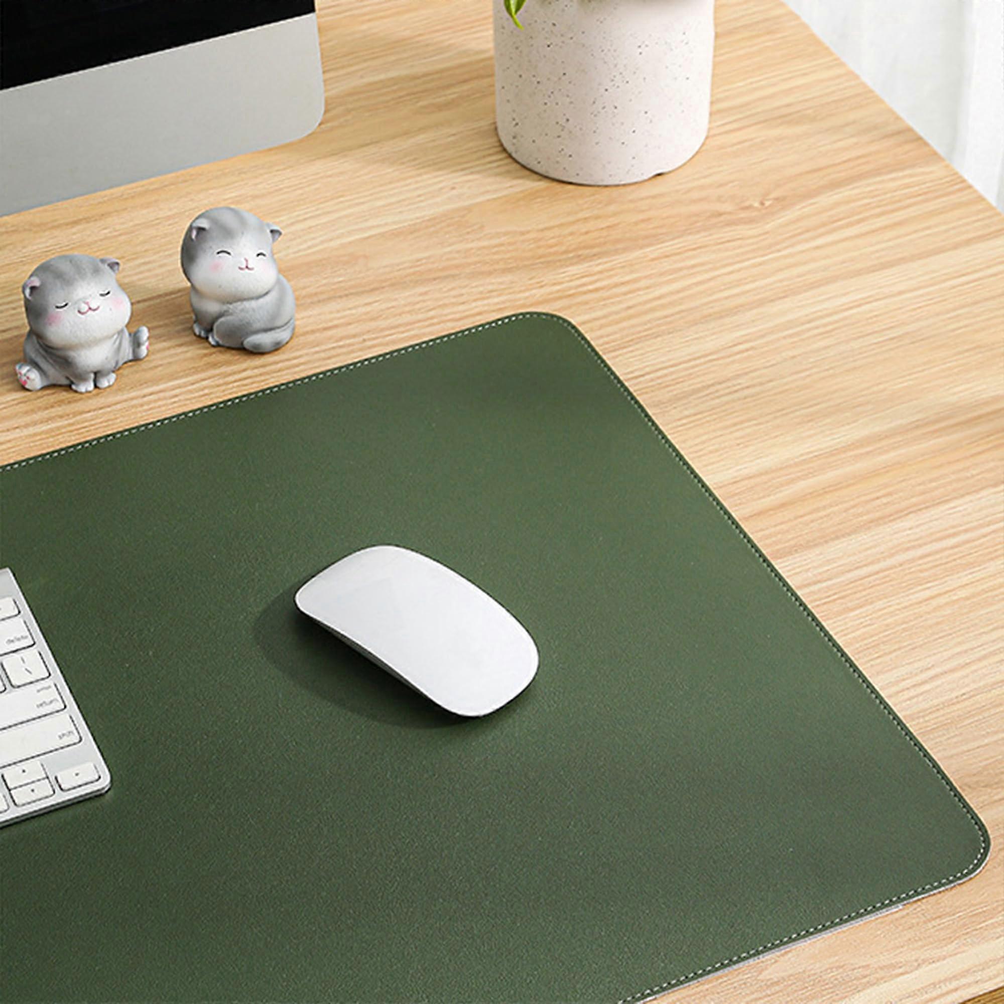 Leather desk mat, nonslip keyboard mouse pad, waterproof, large desk protector, 70*30cm dark green