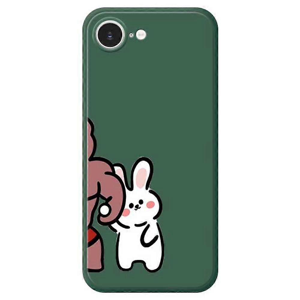 For iPhone 16e Case White Rabbit Pattern Printing Straight Edge TPU Phone Back Cover