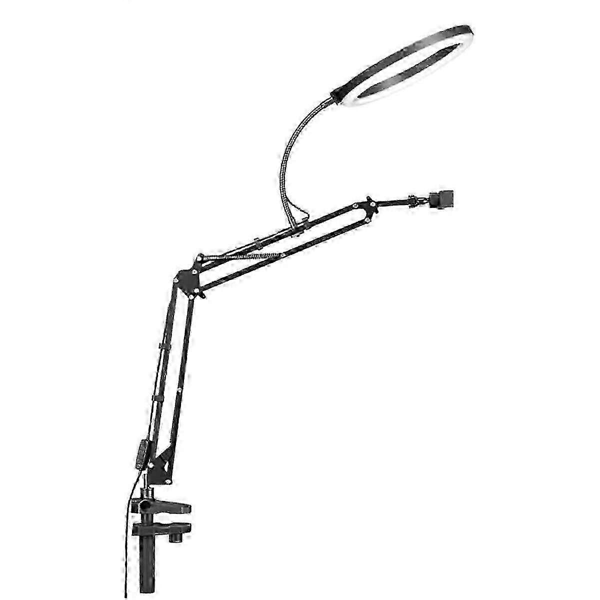 Overhead camera mount with ring light, flexible articulating phone arm compatible with iPhone, Logitech webcam, tabletop tripod for YouTube live strea