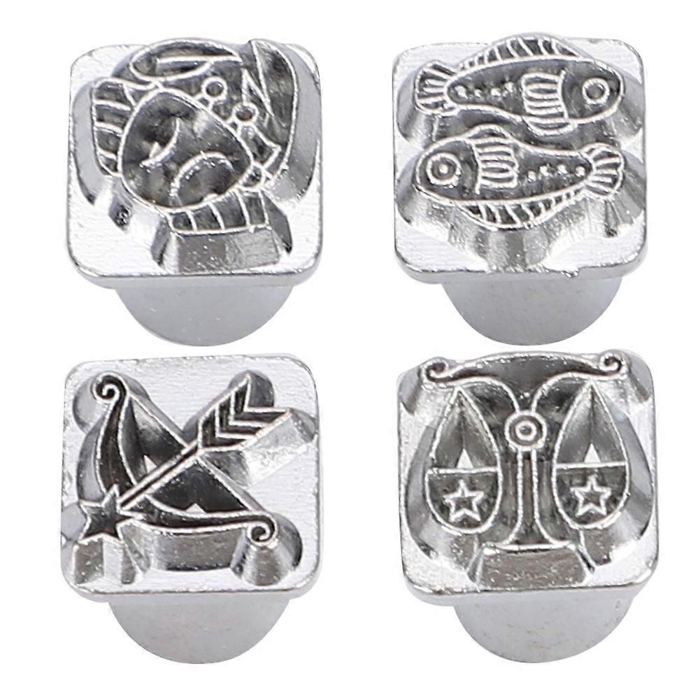 12Pcs Stamping Punch Tool Twelve Constellations Pattern DIY Leather Craft Stamper 1Pc Handle