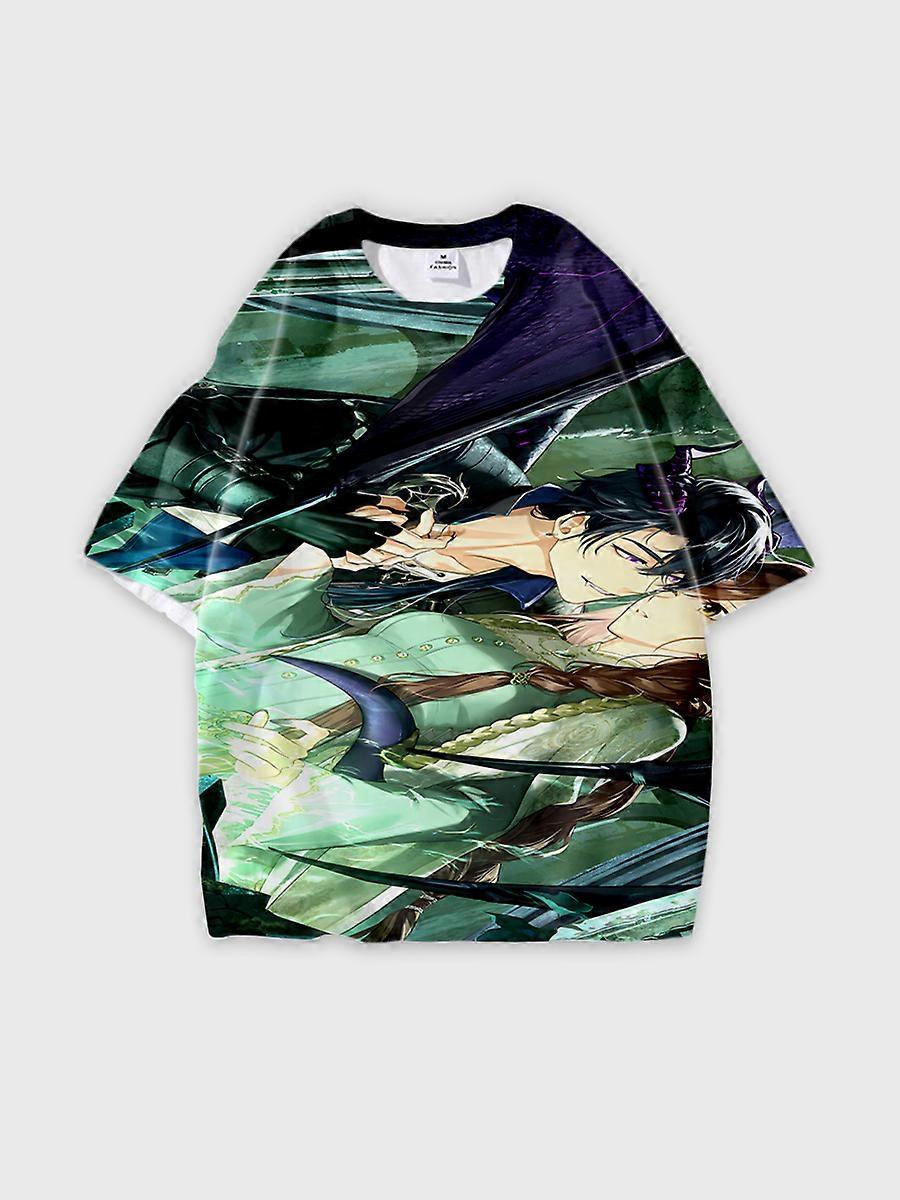 T-shirt round neck Role Pattern loose short sleeve E927