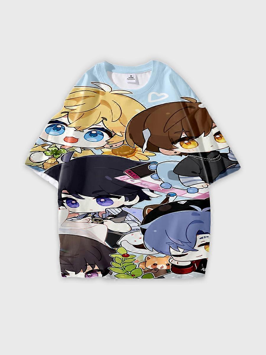 T-shirt round neck Role Pattern loose short sleeve E3567