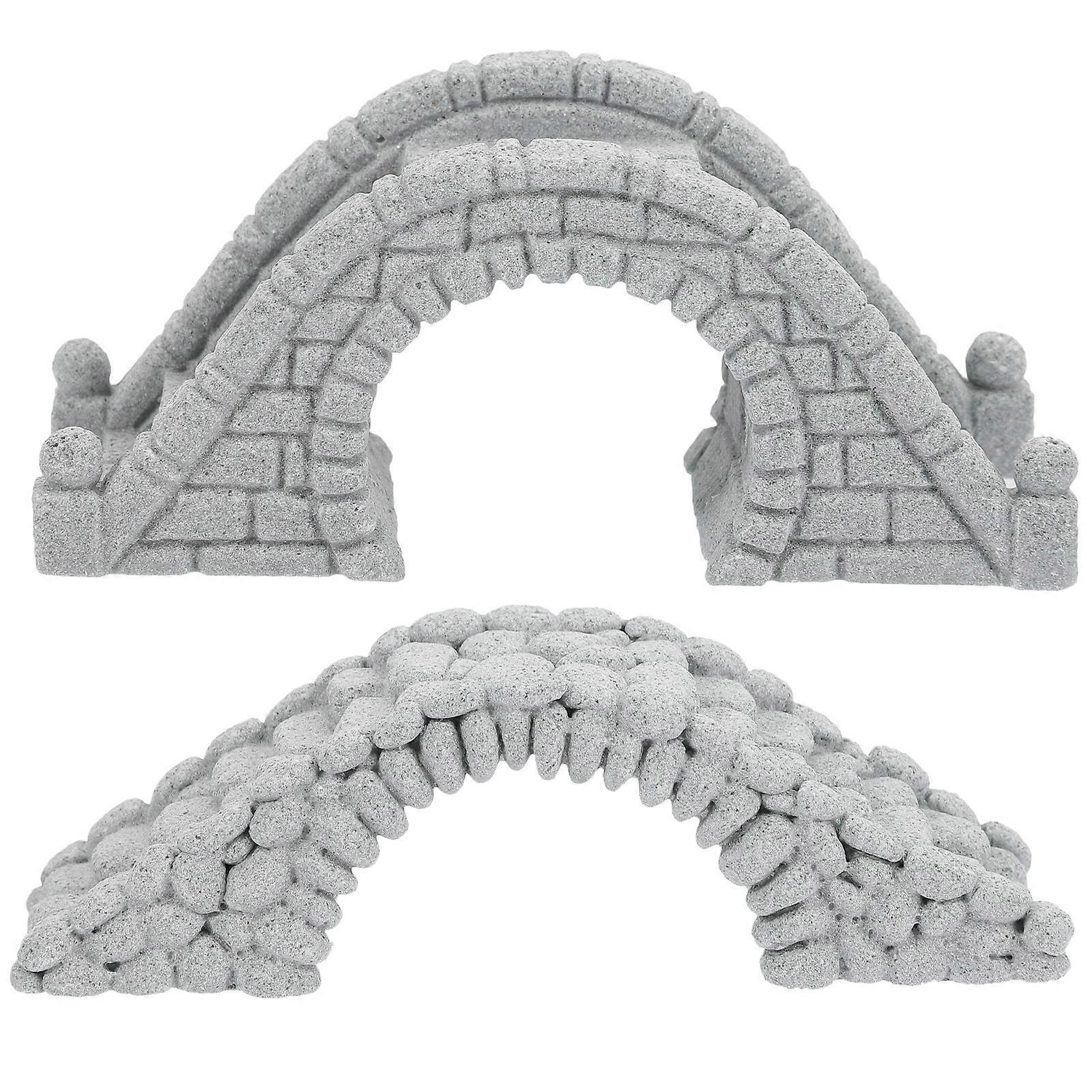 Grey Stone Fish Tank Bridge Decor for Aquarium Decoration Enhancing Visual Appeal Lifelike Appearance 2pcs