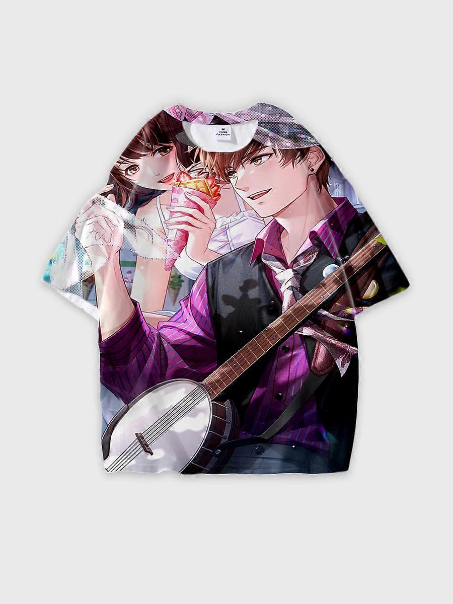 T-shirt round neck Role Pattern loose short sleeve L531