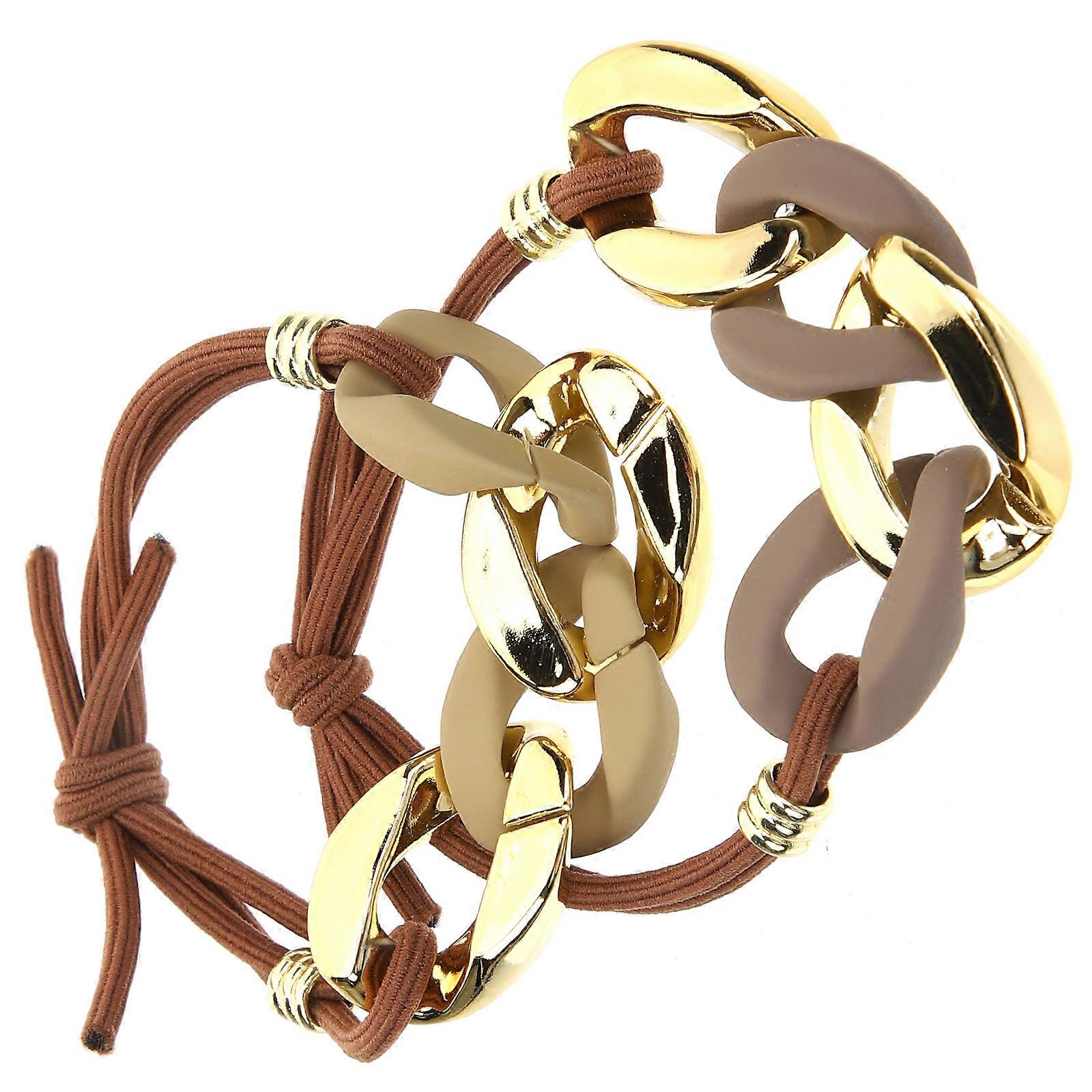 Elastic Hair Bands for Bracelet Style and Cotton Rope in Assorted Colors 2 Pieces