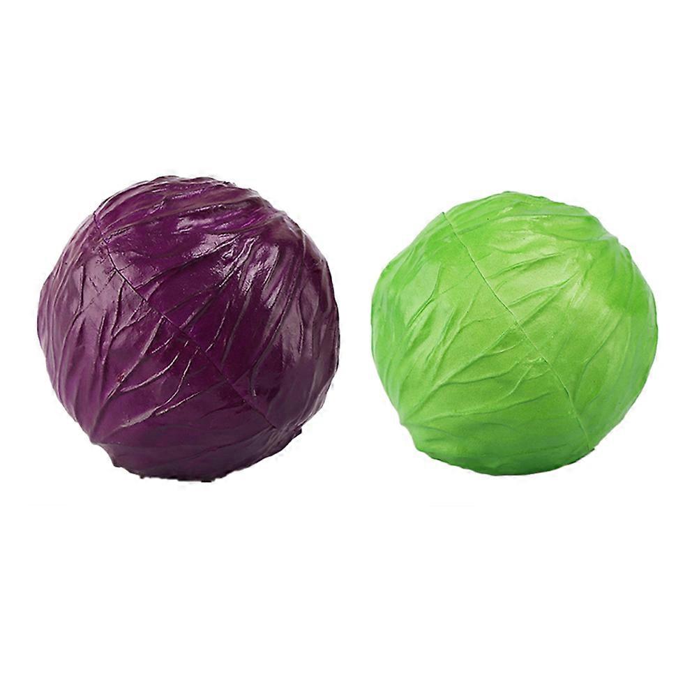 Artificial Simulation Cabbage 2Pcs Realistic Green Decoration 13x10.5x10.5cm Great For Photography And Education