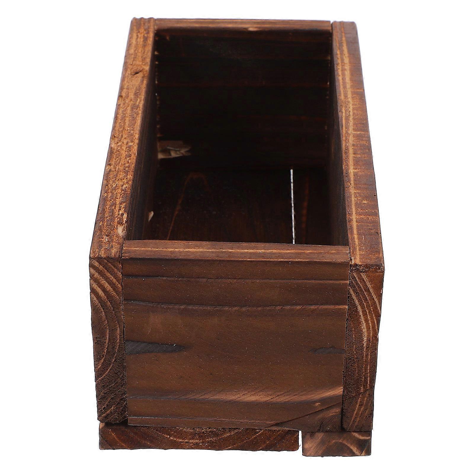 Wooden Planter Box for Gardening Brown Rustic Wood Planter Container with Rectangular Design