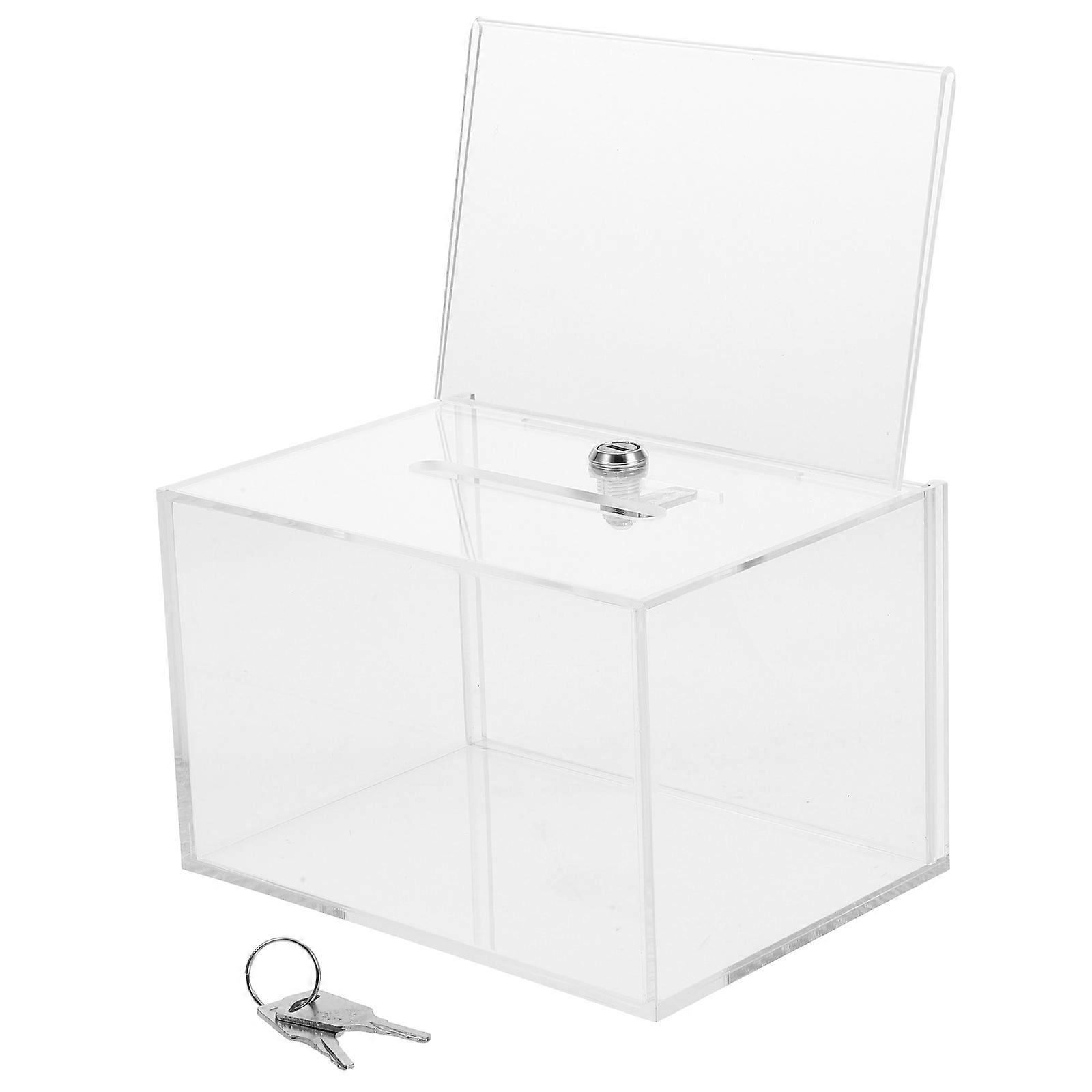 Large Ballot Box Contest Voting Box Acrylic Transparent 16.00X12.20X10.00CM Mail Storage Simple Design 1Pcs