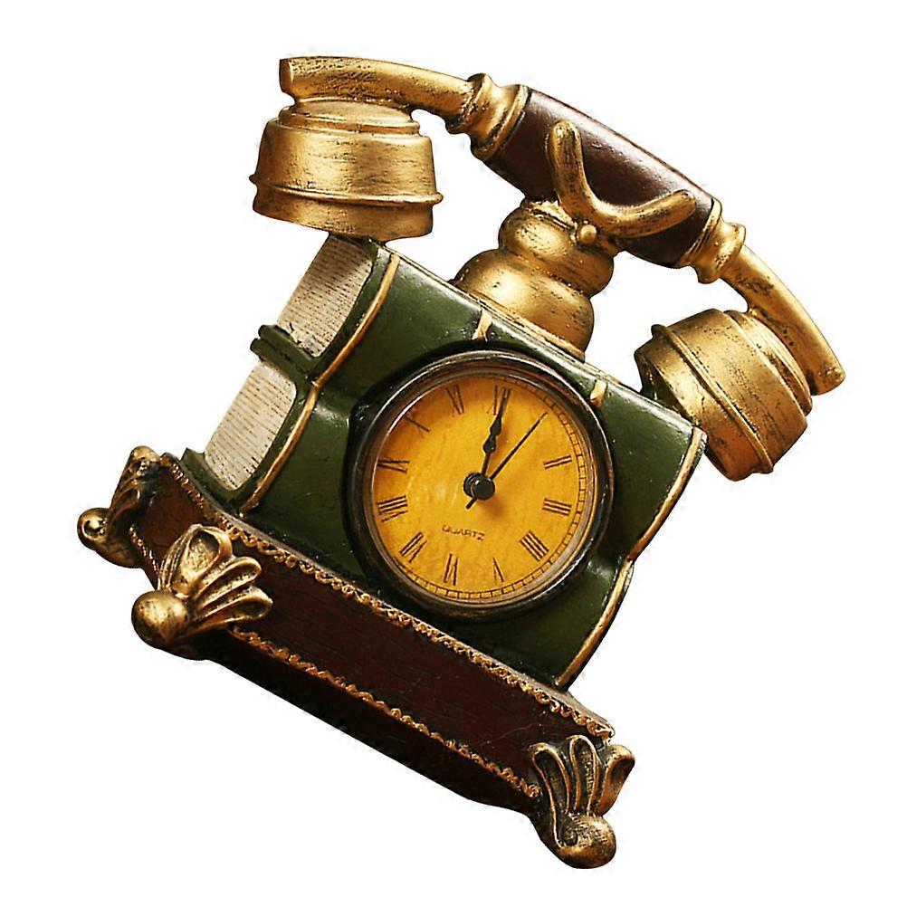 Telephone Shape Adornment Resin Clock Unique Home Office Decoration Assorted Color 1Set