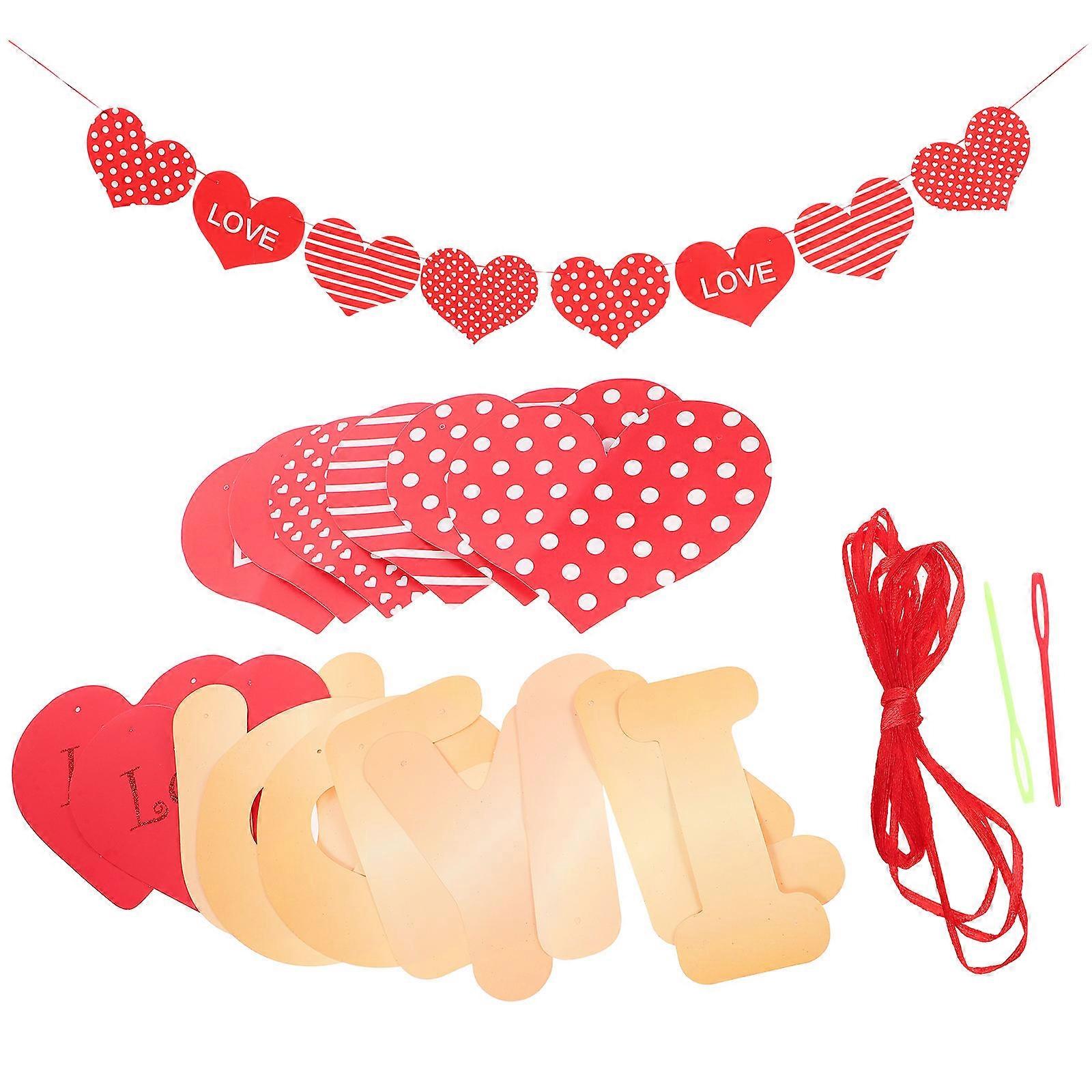 Valentines Day Hanging Decor Heart Banner Engagement Loving Design 20.50X17.00X0.10CM Photo Background Props 2Pcs