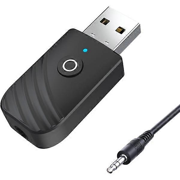 Bluetooth USB Adapter, 5.0 Wireless USB 3-in-1 Transmitter and Receiver, 3.5mm Jack for Car/TV/PC/Audio