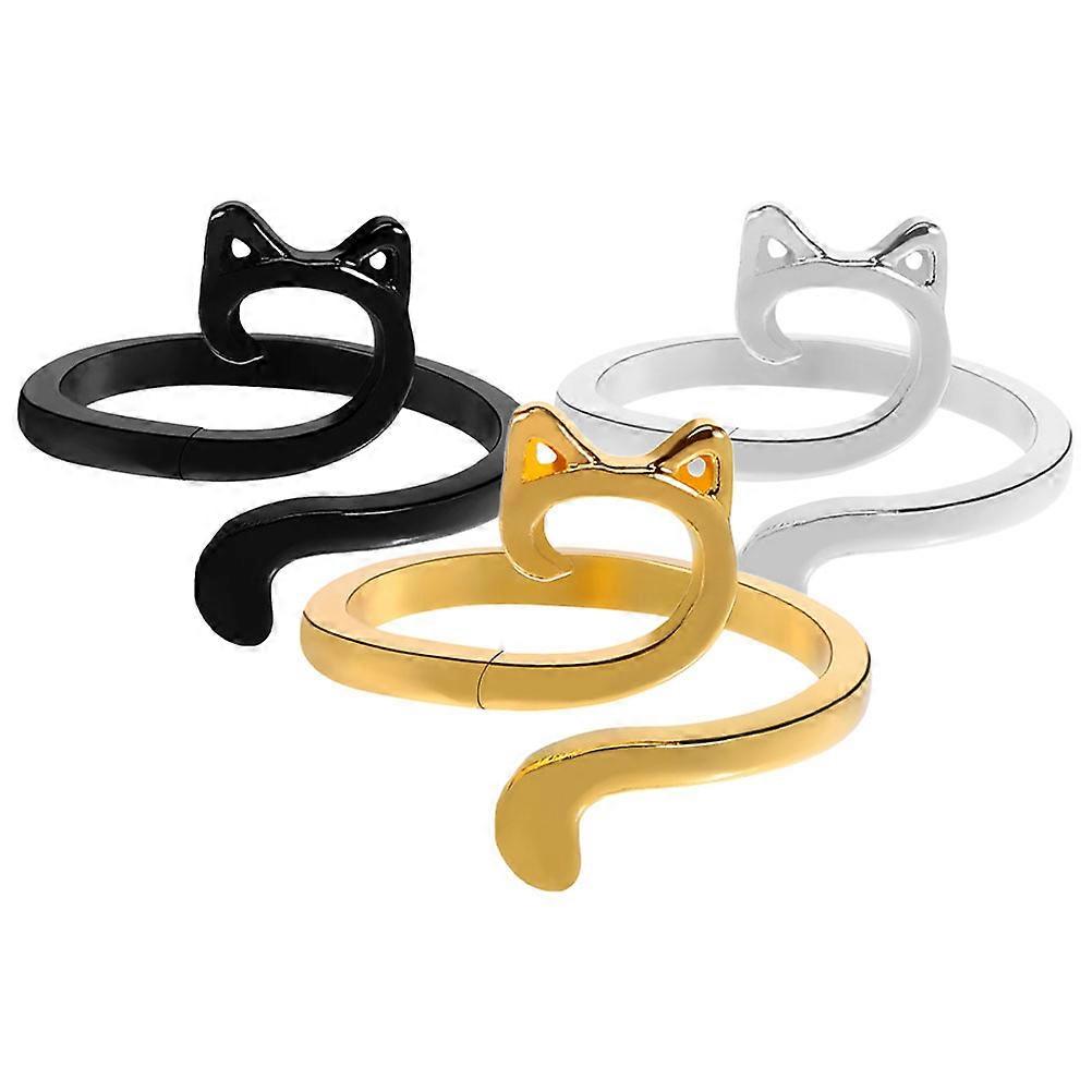 3 Pieces Winding Rings with Line for Daily Use Made of Zinc Alloy in Assorted Colors Small Size
