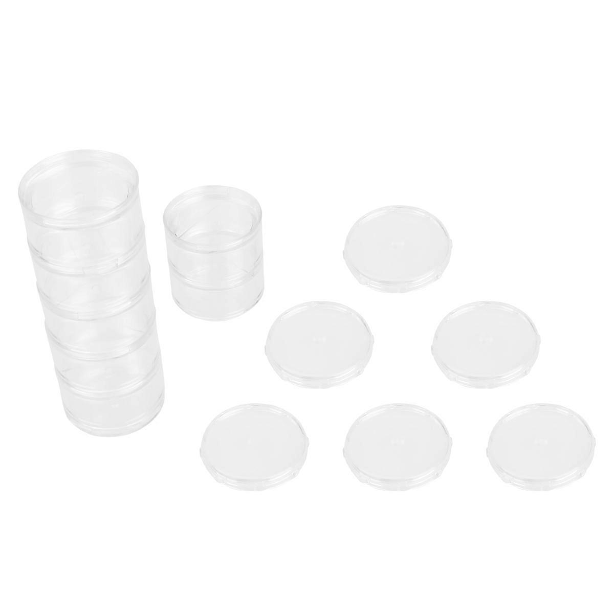 7 Days Clear Stackable Portable Mini Sealed Organizer Round Medicine Case (White)