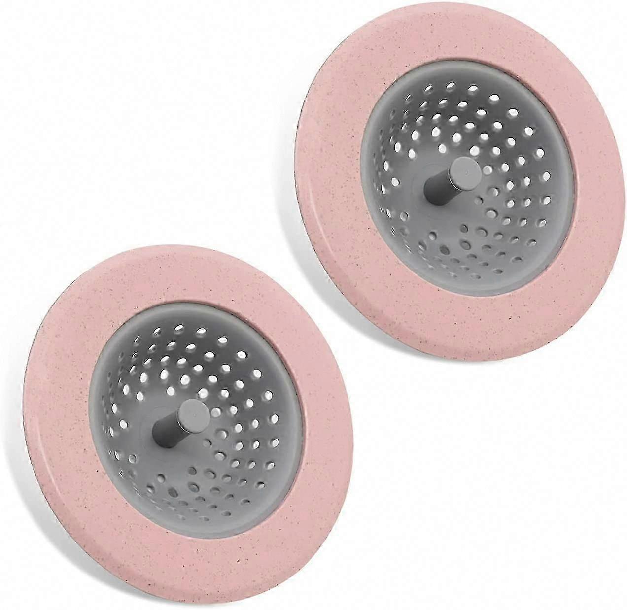2er-Pack Küchenspüle Abflusssieb, Silikon Lebensmittelspüle Sieb, Abflussabdeckung Küchenspülenkorb für Küchenspüle (Rosa)