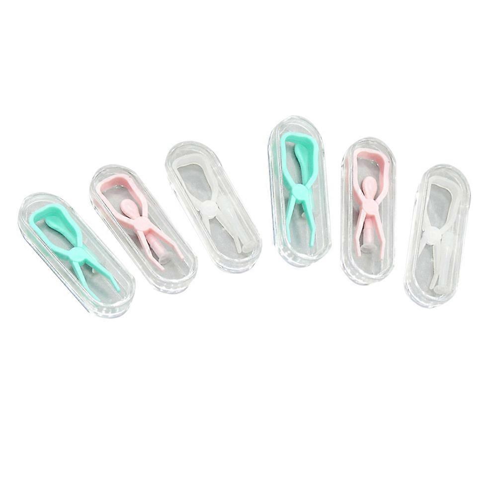 Pluckers Tweezers 6 Set Lenses Tweezers Suction Stick For Accessories Daily Use Travel Home Assorted Color Lens Insertion 6Set