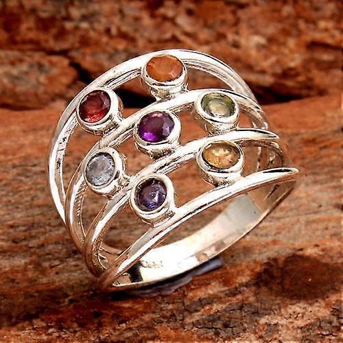 7 anello di pietra, anello donne, gioielli fatti a mano in argento sterling 925, anello d'argento